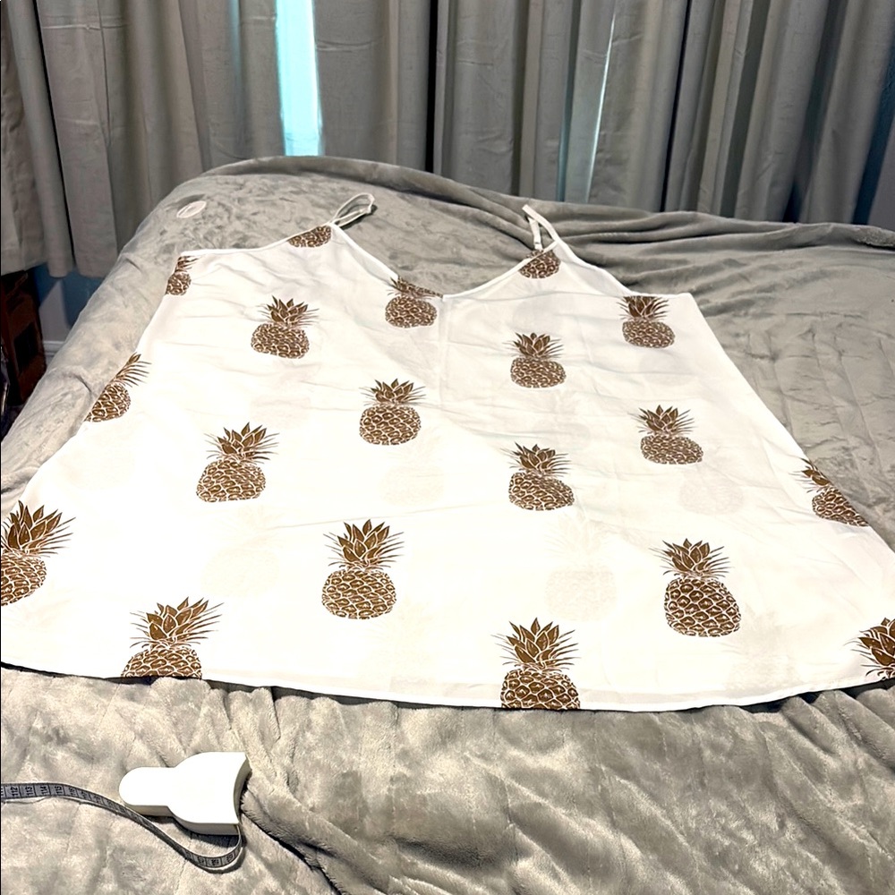 White Tank Dress with Pineapple Print
